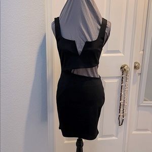 AGACI Black side cutout mini bodycon dress